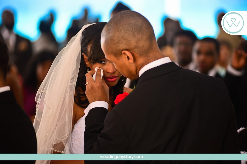 Liz Moore Destination Weddings emotional picture of bride and groom during wedding ceremony in Riviera Maya Mexico