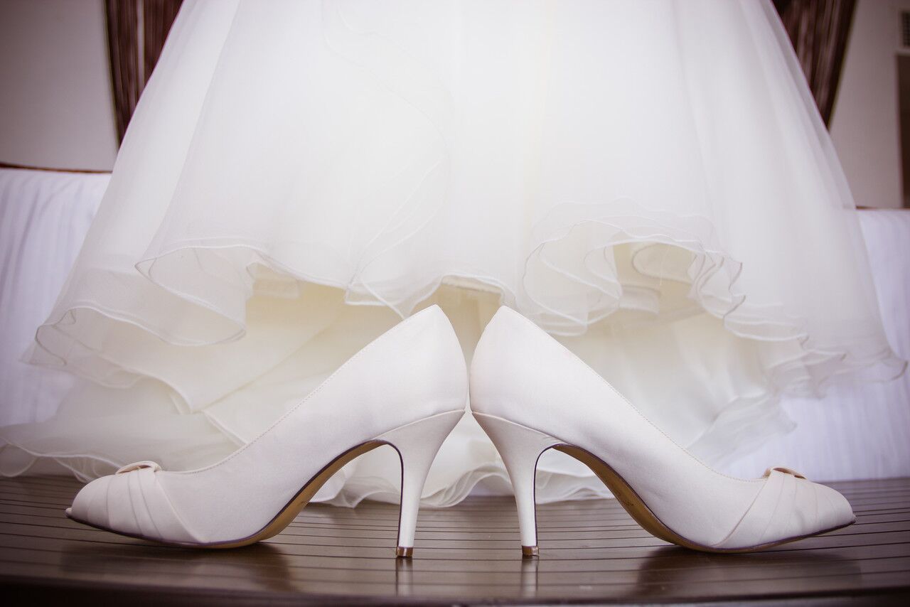 beautiful white wedding dress love this picture really pretty the way it was set up 