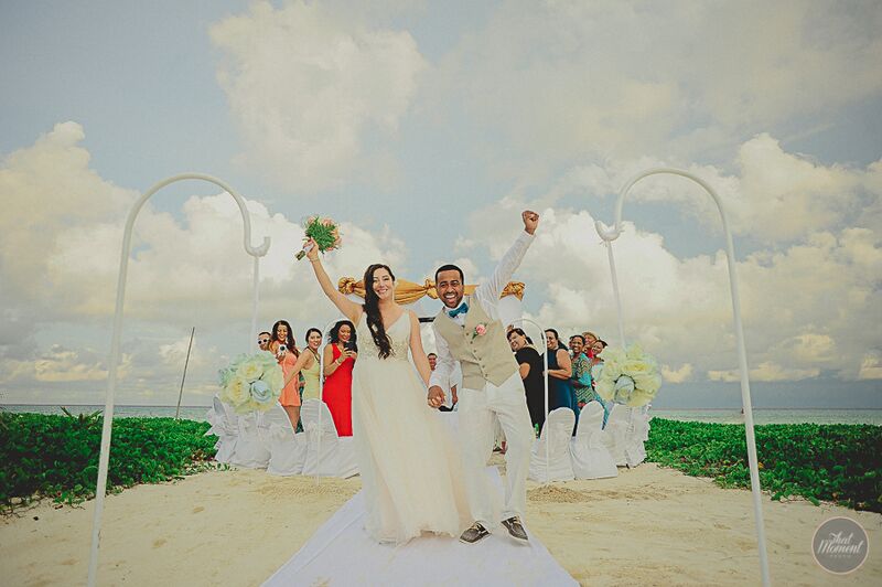4TMP3 bride and groom come down the aisle 