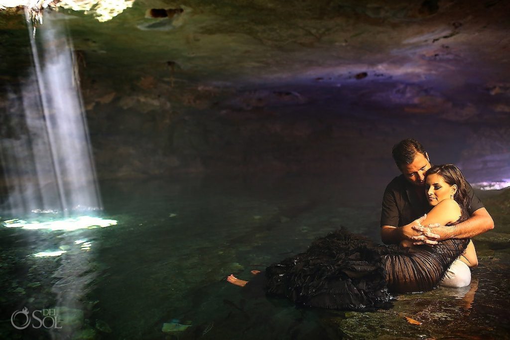Trash the Dress brings to film couples loving thought moments. 8 couple in the cenotes