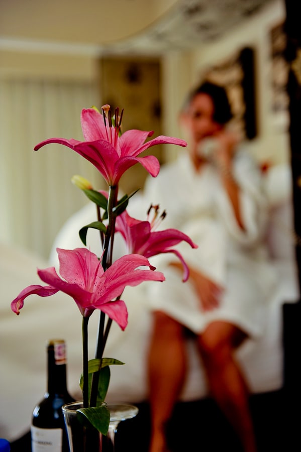 bride moment with her flowers. 