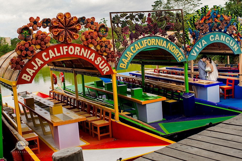  couple in an amusement park setting marrying 