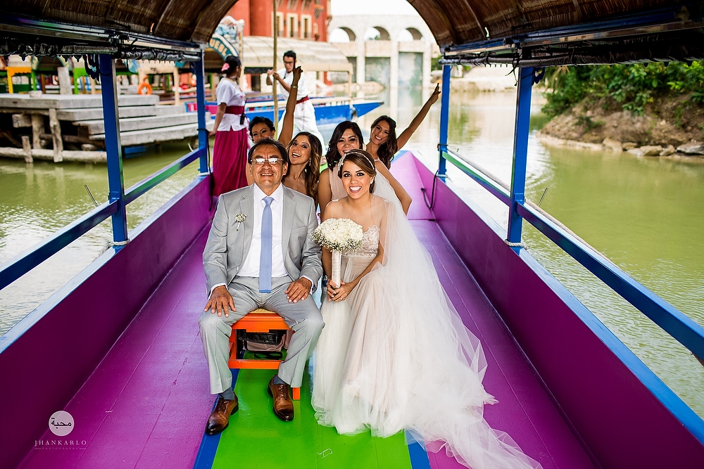  bride and father in park for picture 