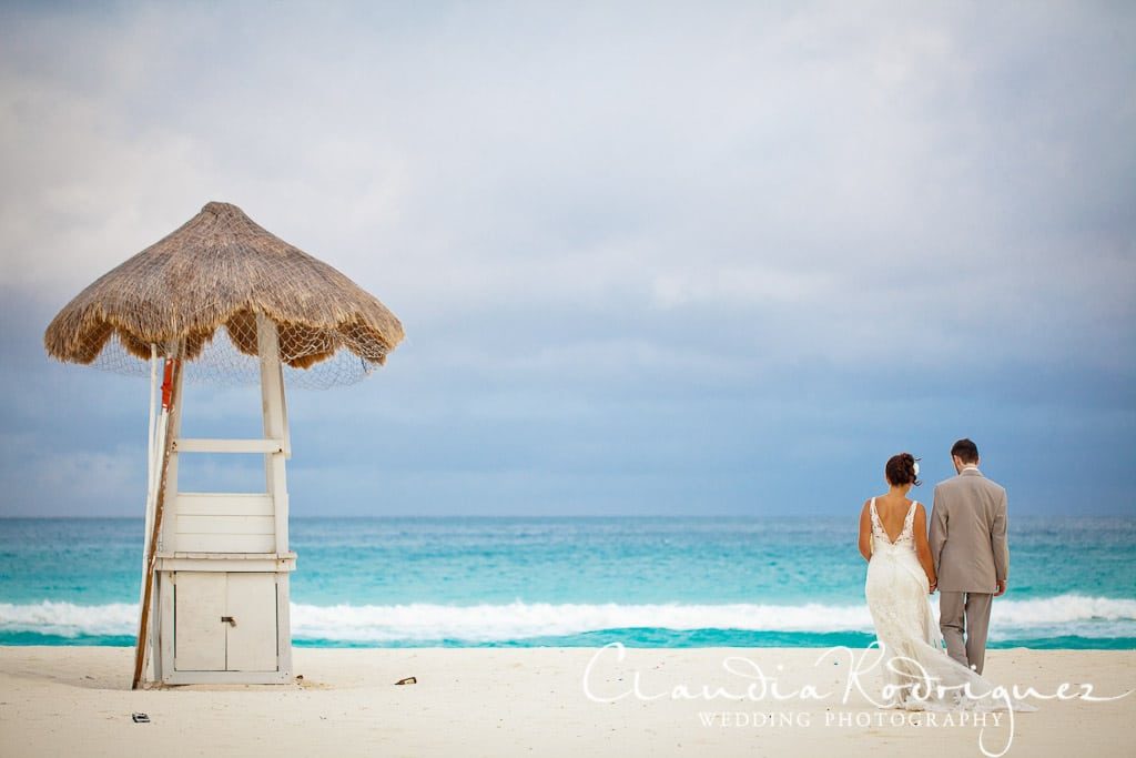 Couple on the beach at sunset 