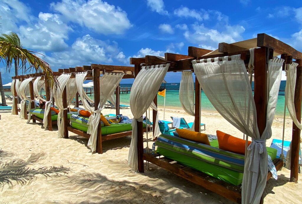 Beach cabanas at all inclusive resort
