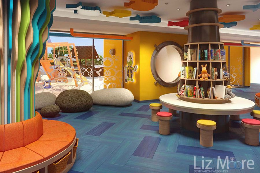 kids club With colorful chair is orange ceiling and ceiling Fishes of different colors