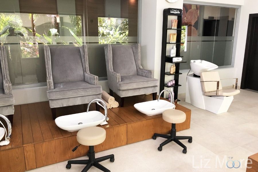 main beauty salon with manicure pedicure seats